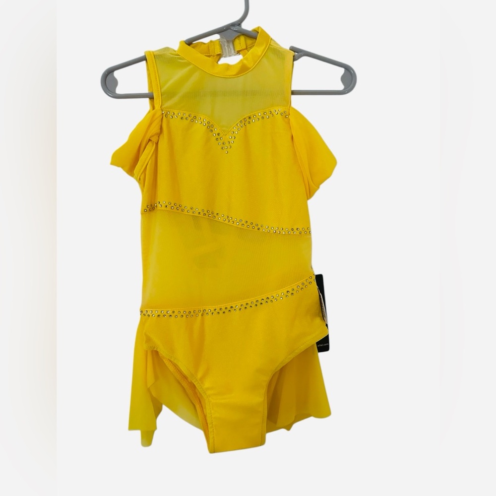 Yellow Dance Leotard with Rhinestones
